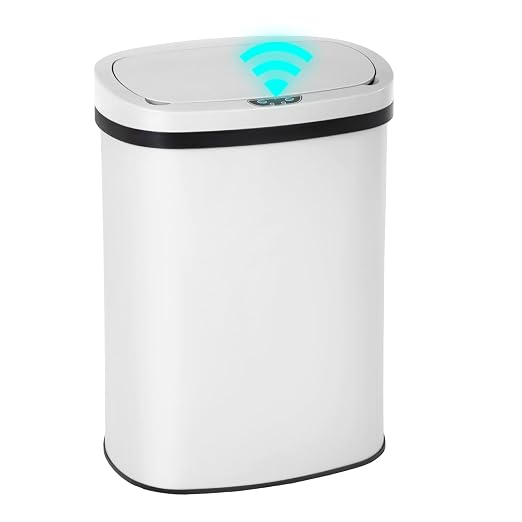 PayLessHere | 13 Gallon Stainless Steel Trash Can | White | Automatic Touchless by PayLessHere