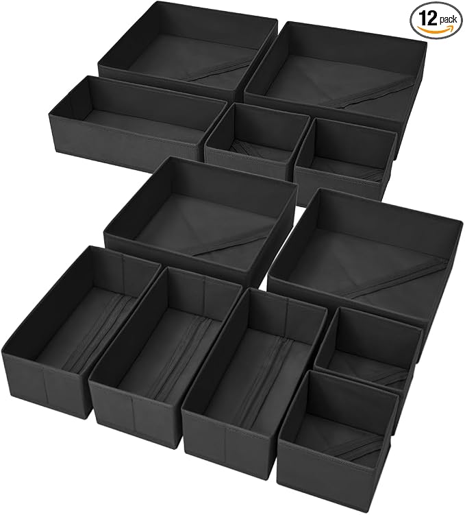 DIMJ Clothes Drawer Organizer, 12 Packs, Foldable Underwear Organizer by DiMJ