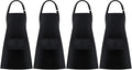 Jubatus 4 Pack Bib Aprons with 2 Pockets Cooking Chef Kitchen Apron by Jubatus