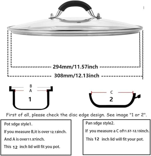 12 Inch Tempered Glass Lid for Lodge 12" Cast Iron Skillets & 7QT Dutch Ovens - Image 2