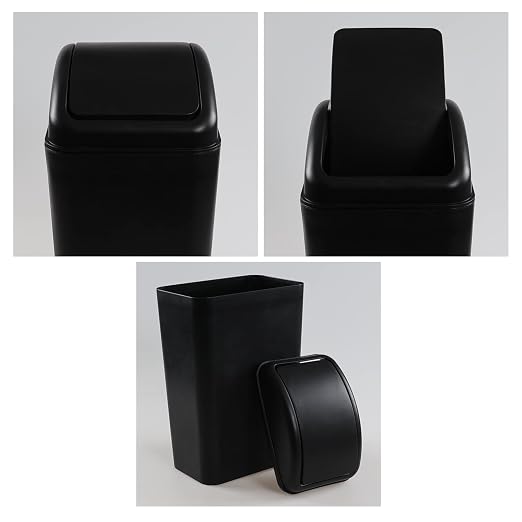 Plastic Waste Bin with Swing Lid, 14 Liter Garbage Can, 1 Pack, 5.2" x 8.2" x - Image 2