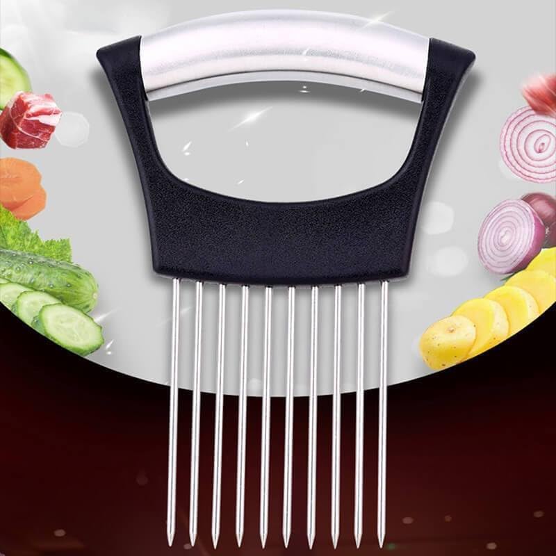 Onion Slice Holder, 2025 Upgraded Stainless Steel Onion Holder for Slicing Lemon Slicer Vegetable Cutter, Kitchen Chopper Slicing Assistant Tool for Meat, Onion, Potato, Tomato (2, C)