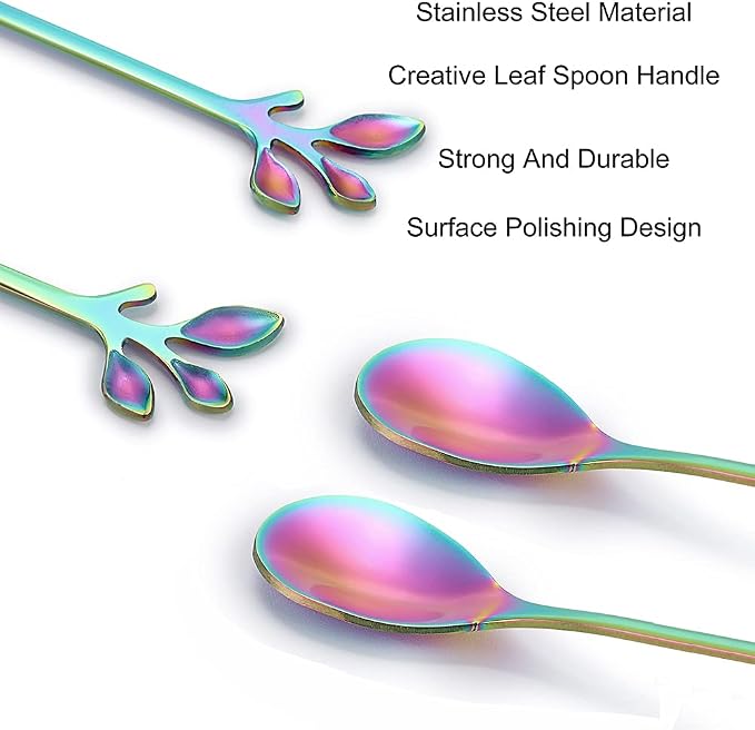 AnSaw Elegant Rainbow Leaf Coffee Spoons - Image 3