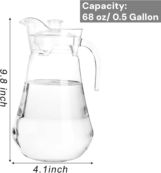 SOUJOY 2 Pack Plastic Pitcher, 68Oz Clear Iced Water Jug - Image 2