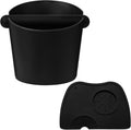 6.3Inch Large Espresso Knock Box Silicone coffee Tamper Mat Espresso Machine Accessories Set of 2 with Removable Knock Bar and Anti-Slip Base for Home Office Barista Tools for Bar Shop