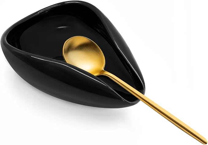 Ceramic Coffee Spoon Rest, Small Black Spoon Rest and Coffee Spoon Holder by Unknown