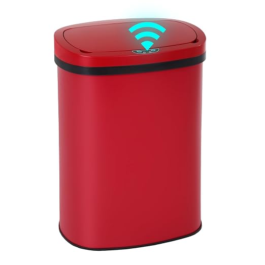 PayLessHere | 13 Gallon Stainless Steel Trash Can | Red | Automatic Touchless by PayLessHere