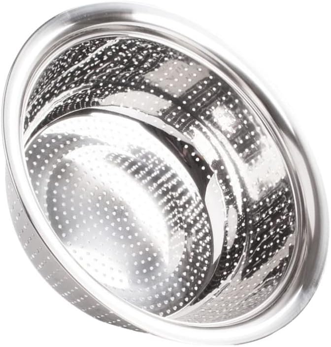 Hemoton Stainless Steel Rice Washer Bowl and Strainer Colander for Kitchen Use Multipurpose Fruit Vegetable Washing Basket 8.66 Inch Diameter