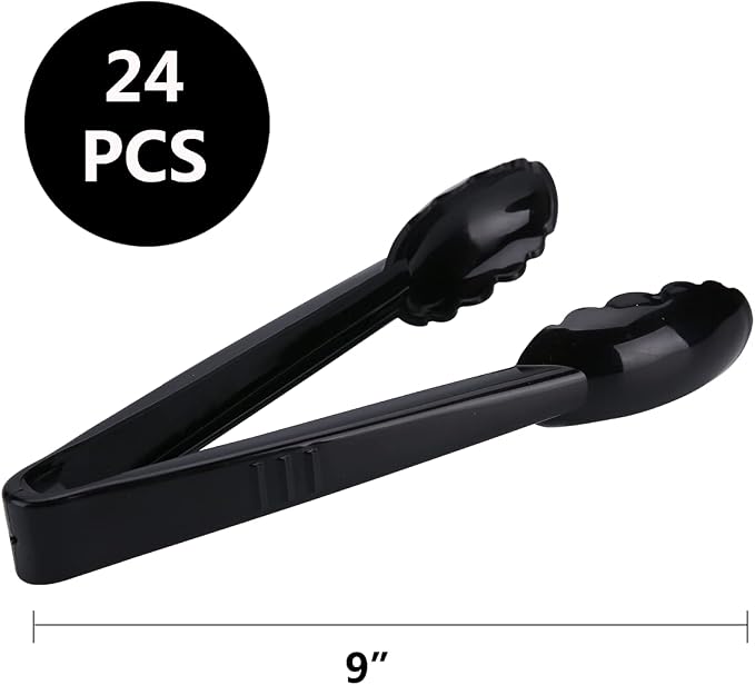 24 Pieces Disposable Serving Tongs, Scalloped Grip Salad Tongs, Parties & - Image 2