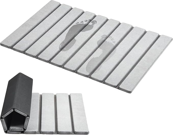 AWW Foldable Stone Bath Mat, Quick Dry Diatomaceous Earth Bath Mat by AWW