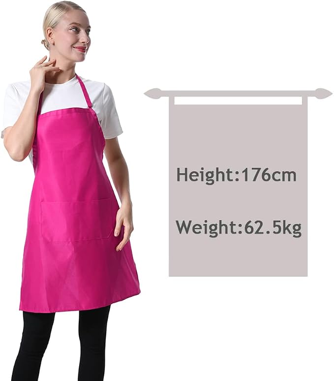 12 Pcs Bib Bulk Hot Pink Aprons - Image 3