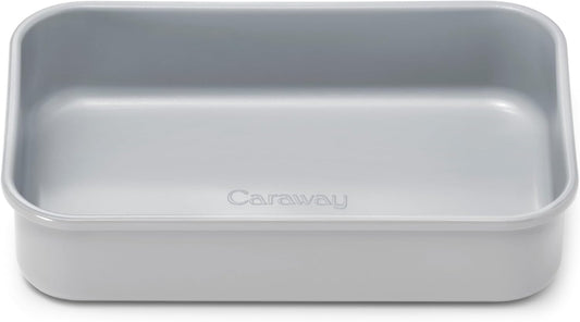 Caraway Nonstick 9” x 6.5” Small Rectangle Baking Pan – Non-Toxic, PTFE & PFOA Free – Aluminized Steel Core – Deep Ceramic Baking Pan for Casseroles, Lasagna & More - Gray