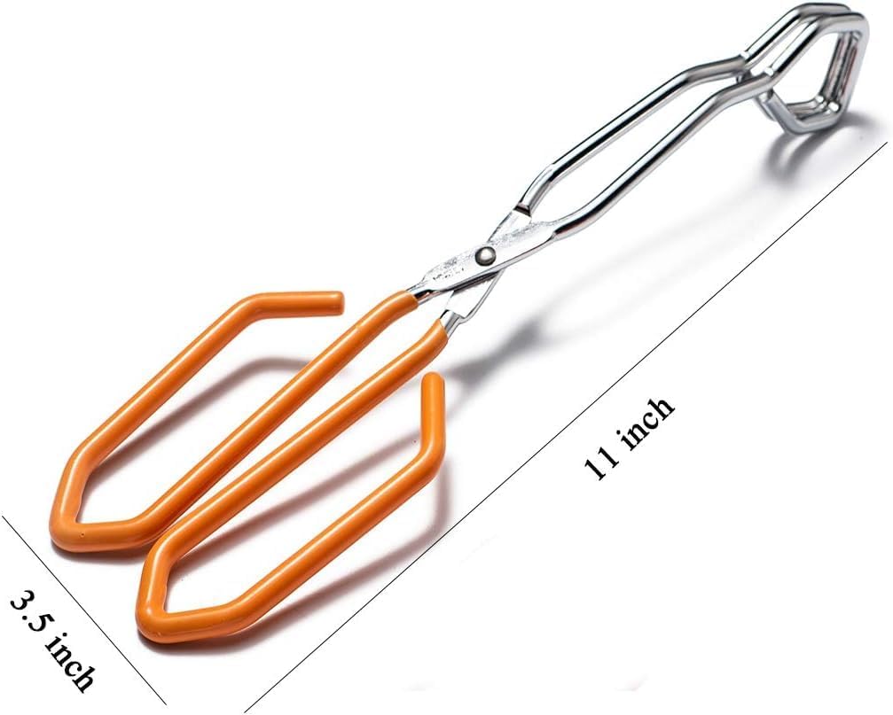 11 Inch Hiash Orange Stainless Steel Scissor Tongs, Kitchen Tongs for Cooking
