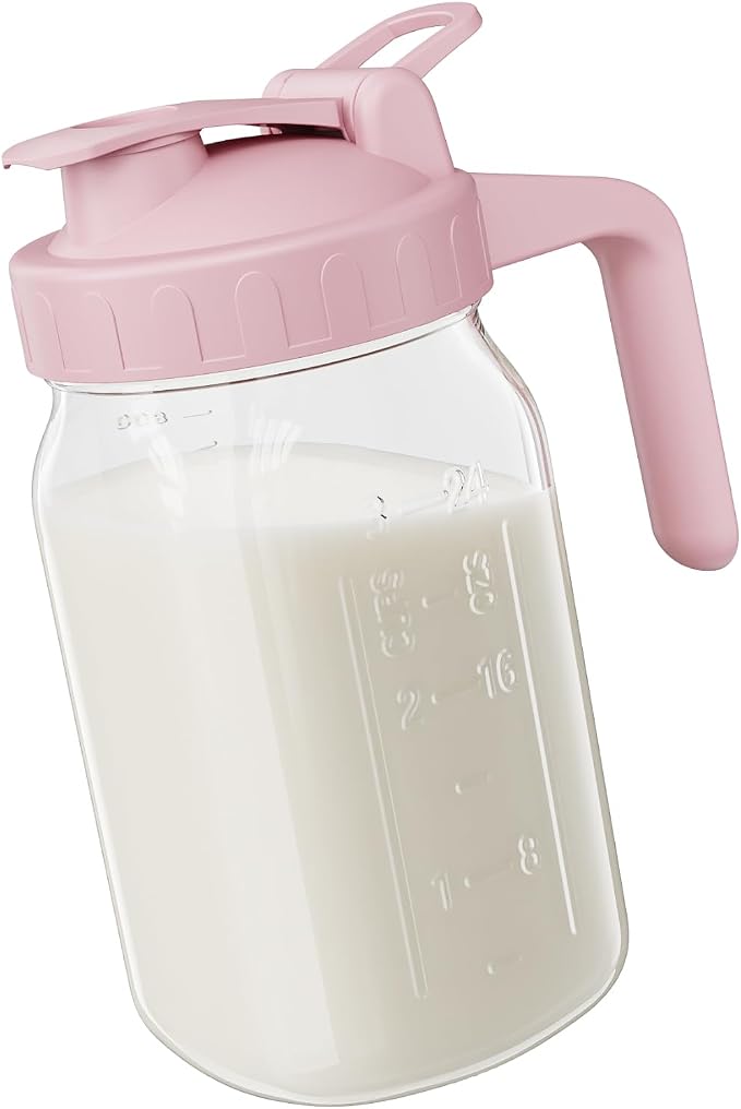Breast Milk Pitcher - 32 oz Glass Mason Jar by Junvpic