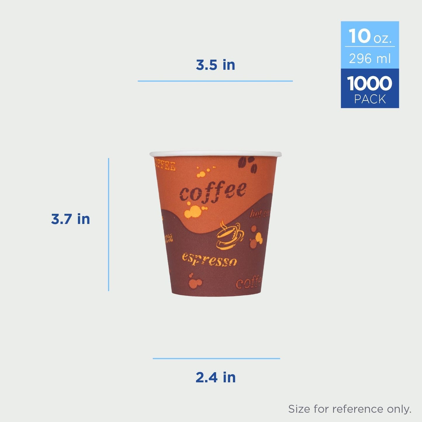 Karat 10 oz Paper Hot Coffee Cups [1000 ct] Disposable, Leak-Resistant Double Poly-Lined Cups for Hot Beverages, 90mm (C-K510)