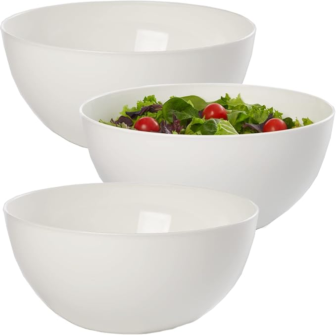 US Acrylic Vista White Plastic Salad and Serving 10-inch Bowls | set of 3 | by USAcrylic