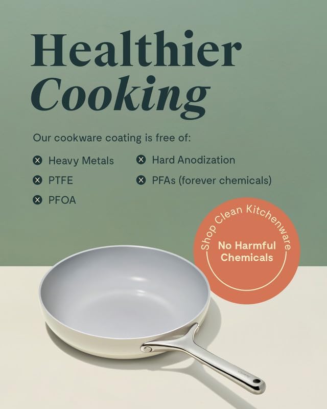 Caraway Nonstick Ceramic Frying Pan (2.7 qt, 10.5") - Non Toxic, PTFE & PFOA Free - Oven Safe & Compatible with All Stovetops (Gas, Electric & Induction) - Navy