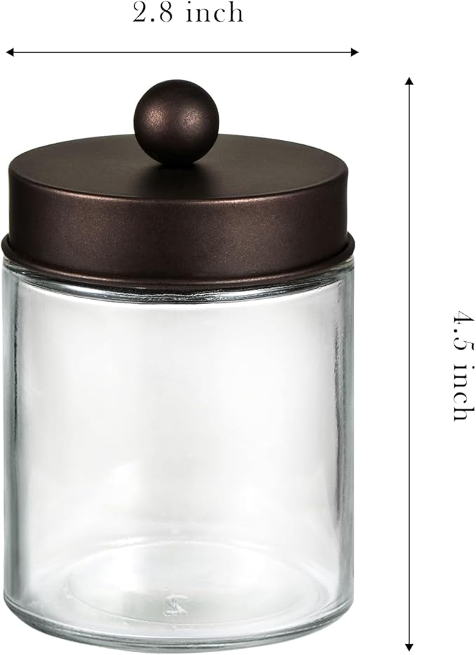 SheeChung Qtip Dispenser Holder 2pcs, Glass Apothecary Jars - Image 6