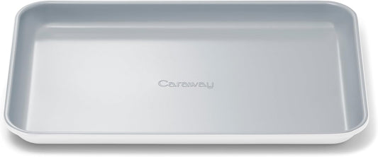Caraway Nonstick Ceramic Small Baking Sheet (9x13”) – Non-Toxic, PTFE & PFOA Free – Oven Safe – Aluminized Steel Core – Mini Sheet Pan for Baking, Roasting & More - White