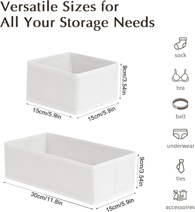 DIMJ Drawer Organizers Clothes, Fabric Closet Organizers and Storage, Shallow - Image 2