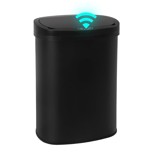 PayLessHere | 13 Gallon Stainless Steel Trash Can | Black | Automatic Touchless by PayLessHere