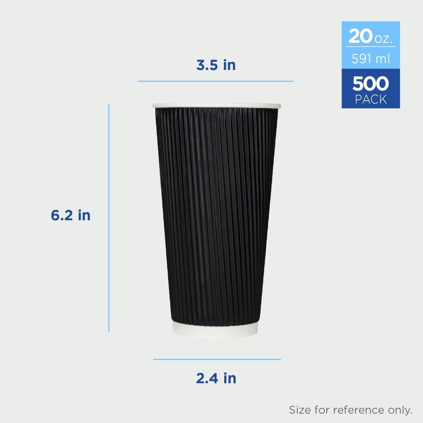 Karat C-KRC520B 20 oz Ripple Paper Hot Cups - Black (Case of 500)