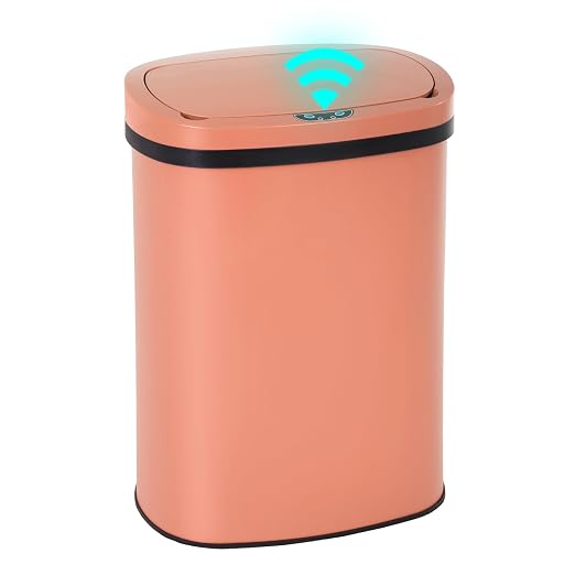 PayLessHere | 13 Gallon Stainless Steel Trash Can | Pink | Automatic Touchless by PayLessHere