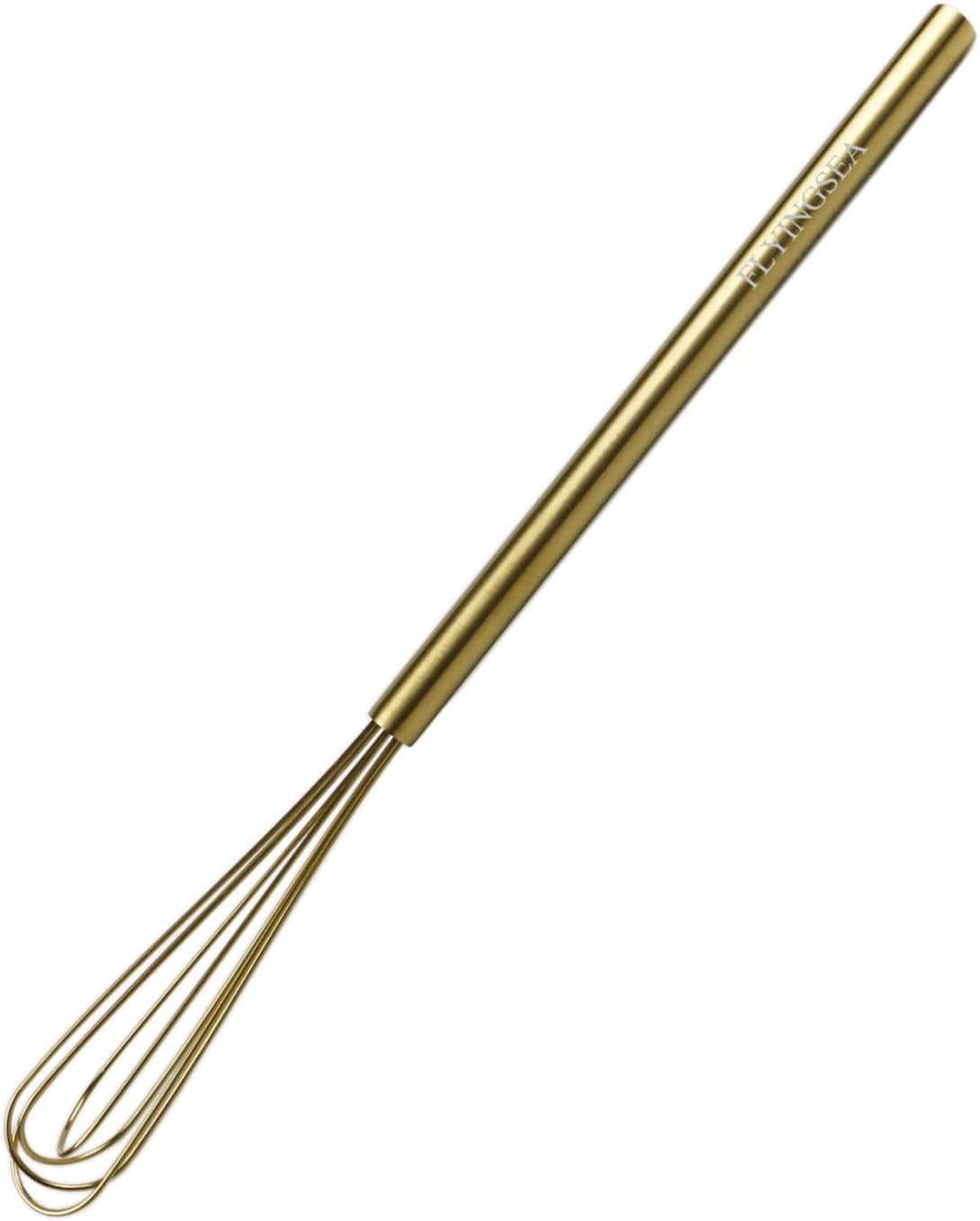 FLYINGSEA Whisk,Small Whisk,Mini Whisk,Stainless Steel Whisk,Wisk,Whisks for cooking,Cooking and Kitchen Gadget.(10.5 inches Golden)