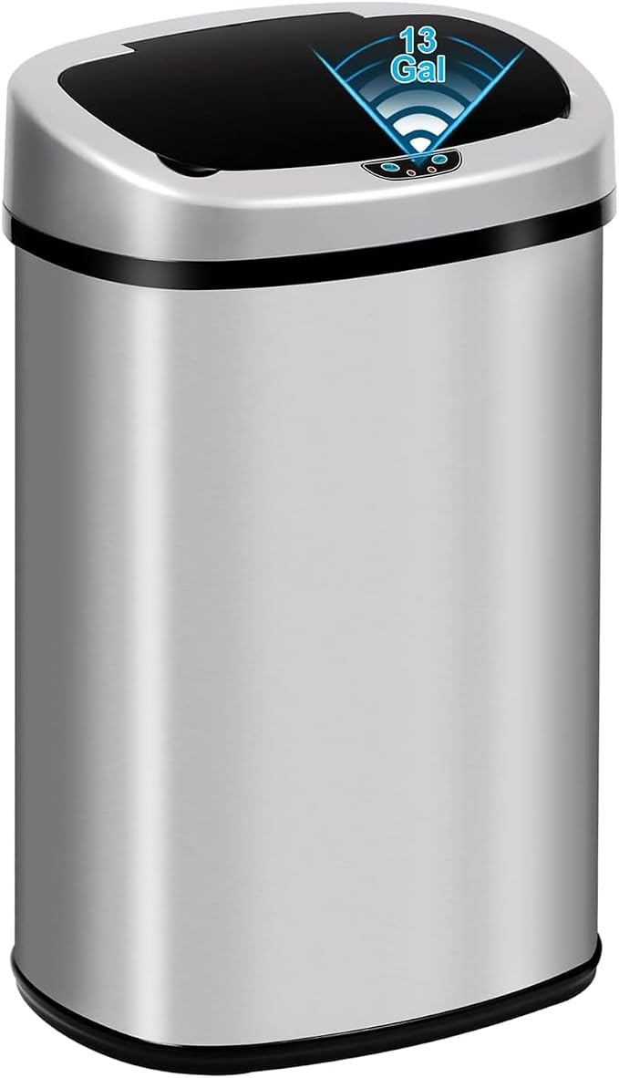 Bigacc Kitchen Trash Can | Stainless Steel 13 Gallon Trash Can | 50L Touch Free by Bigacc
