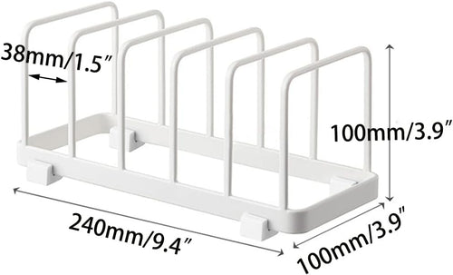 2 Pack Plate Home Accented Storage Rack, Plate Holders Organizer, Metal Dish Storage Dying Display Rack for Cabinet, Counter and Cupboard, White