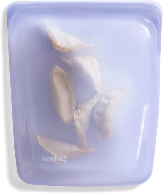 Stasher Premium Silicone Reusable Food Storage Half Gallon Bag, Lavender, Microwave, Sous Vide, Dishwasher, Oven and Freezer Safe, BPA Free, Leak-free, Eco-friendly, 64 Oz