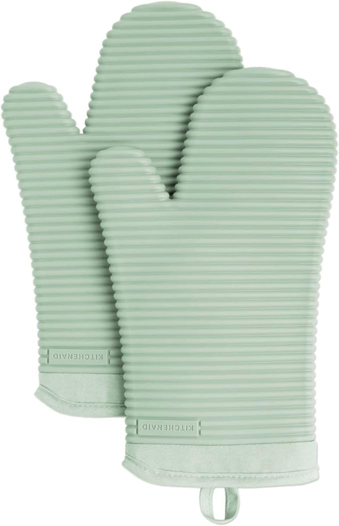 KITCHENAID Ribbed Soft Silicone Oven Mitt 2-Pack Set by KitchenAid