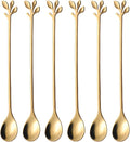 AnSaw 6-Piece Elegant Gold Leaf Long Handle Teaspoons by AnSaw