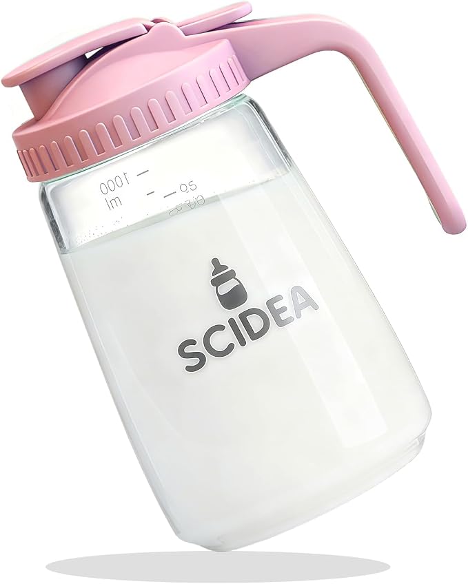 32oz Glass Pitcher with Lid, Heat & Cold Resistant, Leak-Proof Wide-Mouth Milk by Scidea