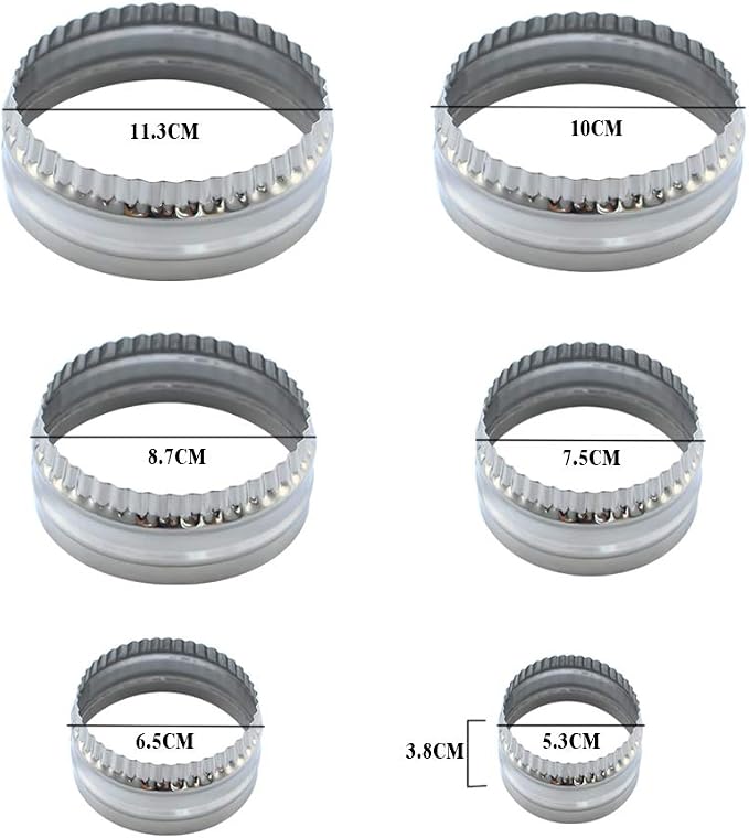 Fluted Cookie Cutters- Round Biscuit Cutters Set of 6 Pieces, Double Sided - Image 2