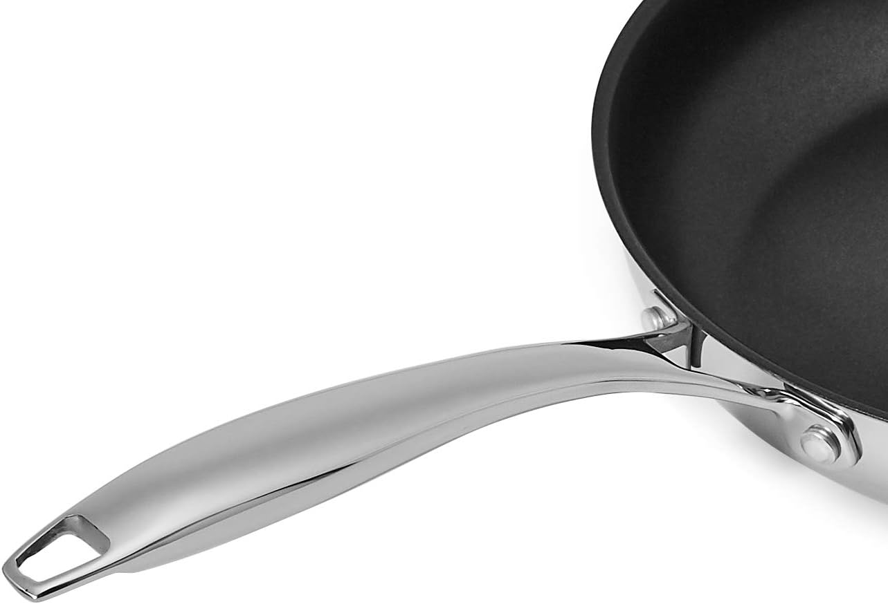 Amazon Basics 2-Piece Non-Stick Stainless Steel Fry Pan Set, Oven and Induction Safe, 10-Inch and 8-Inch