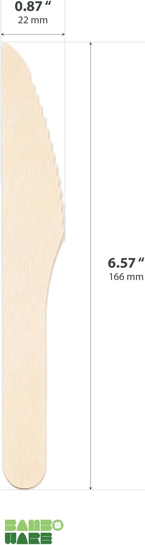 Wooden Knives 1000 Pieces Bulk Pack | Heavy-Duty Birch Wood Disposable Knives | - Image 2
