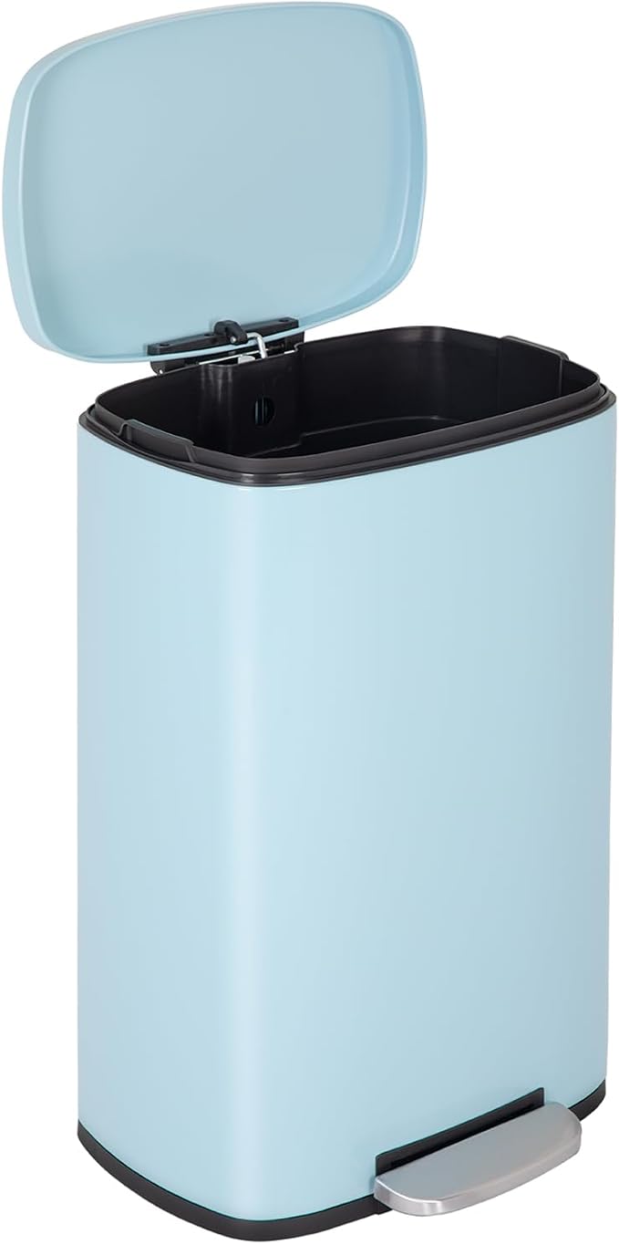FDW | 13 Gallon Trash Can with Lid | Blue | Fingerprint-Proof | Made of Brushed by FDW