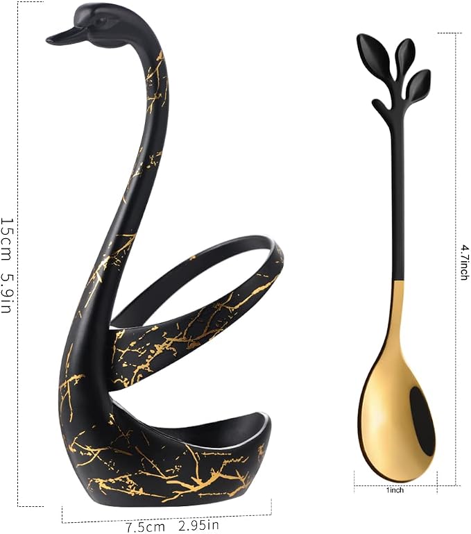 AnSaw Small Coffee Spoon Holder Set, 4.7" Mini Leaf Dessert Spoon, Stainless - Image 2