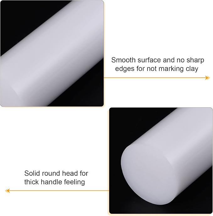 HARFINGTON Acrylic Clay Roller 8 Inch x 1 Inch Solid Non-Stick Plastic Round - Image 4
