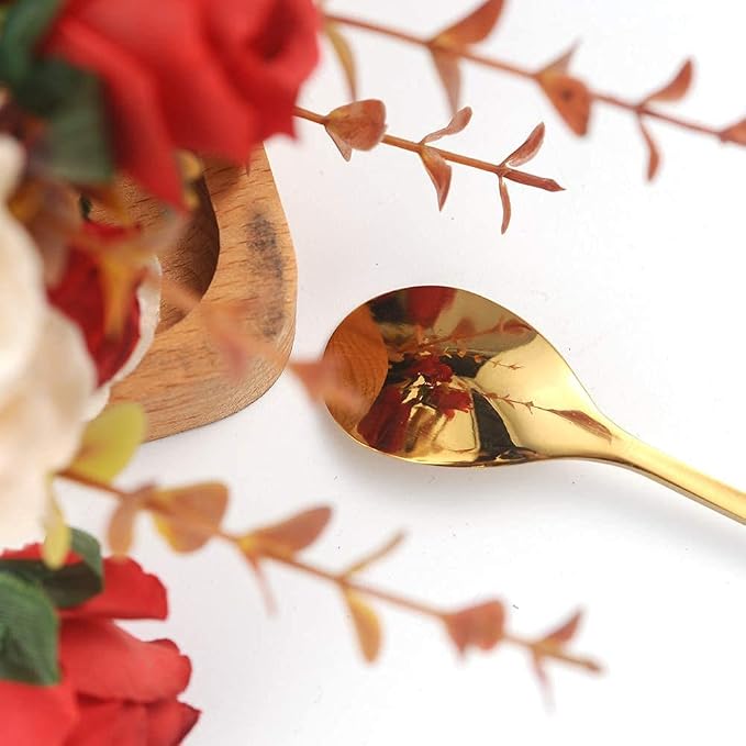 AnSaw 6-Piece Elegant Gold Leaf Long Handle Teaspoons - Image 3