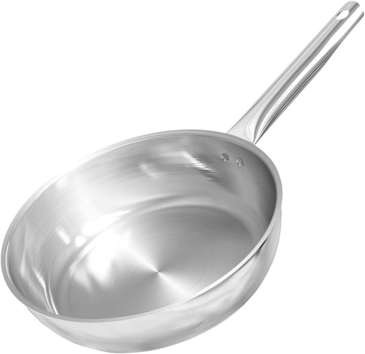 Sunhouse 18/10 11 Inch Stainless Steel Frying Pan, Whole-Clad No Coatings Skillet with Stay-cool Handle for Cooking, Durable & Oven Safe to 500°F, Dishwasher Safe, Compatible with All Cooktops