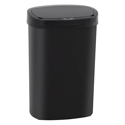 PayLessHere | 13 Gallon Plastic Trash Can | Black | Automatic Touchless Lid by PayLessHere