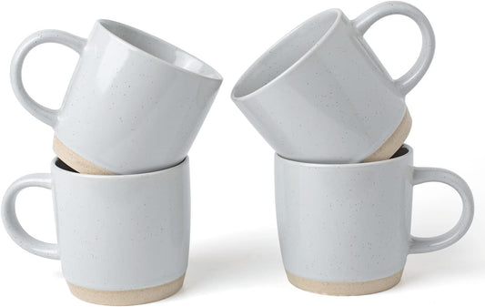 famiware Coffee Mugs for 4, 12 oz Mug Set, Dringking Cup with Handle for Coffee, Tea, Cocoa, Milk, Milkyway serise, Ligth Gray