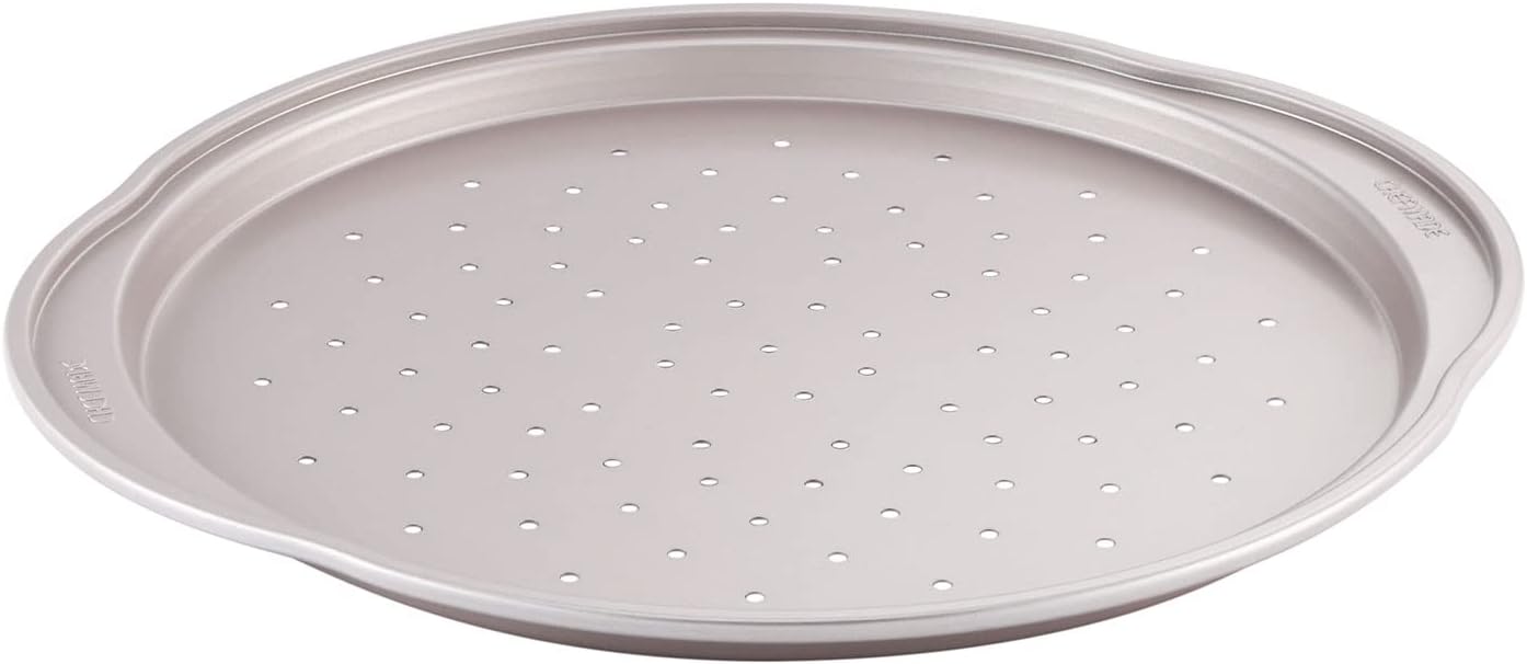 CHEFMADE Pizza pan, 14 Inch with Holes Non-Stick Pizza Crisper Pan Bakeware for Oven Baking (Champagne Gold)