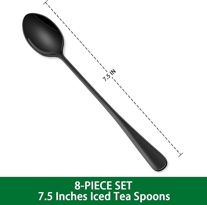 7.5 Inches Black Coffee Stirring Spoons Set, Long Handle Mixing Spoons - Image 2