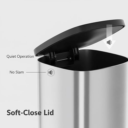 Garvee Stainless Steel Trash Can, 50 L/13 gal Hands Free Garbage Can - Image 3