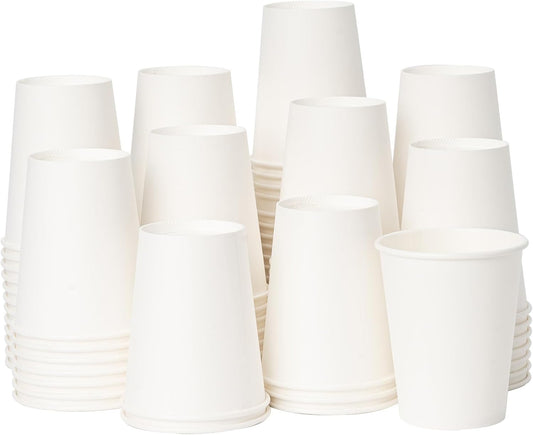 YEEHAW 8 oz Coffee Cups 500 Pack, Disposable paper cups 8 oz, White Hot Drinking Cups
