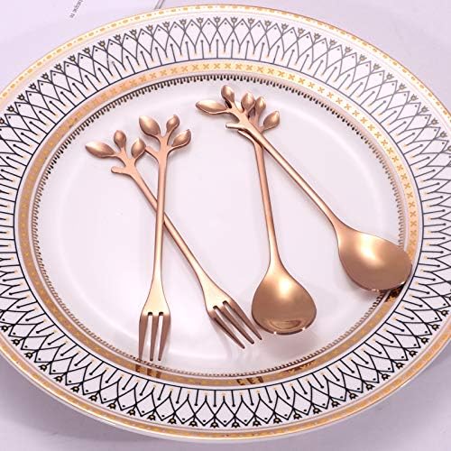 AnSaw Elegant Rose Gold Leaf Coffee Spoons - Image 5