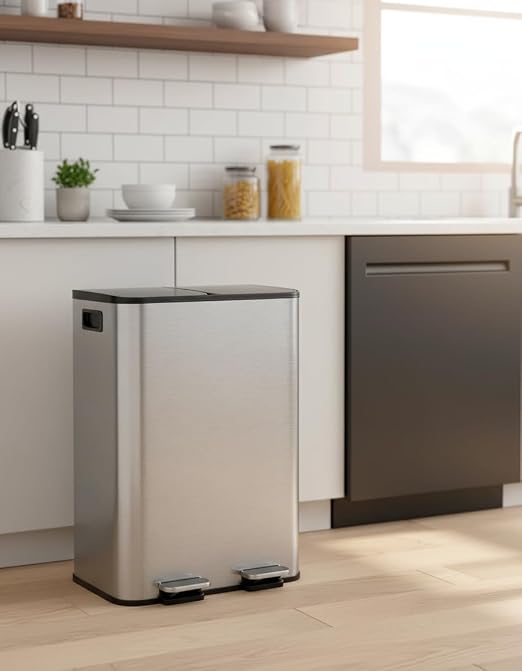 GarveeHome 2 x 8 gal Stainless Steel Double Trash Can - Image 8